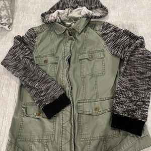 MUDD Denim sweater jacket green black size M Medium